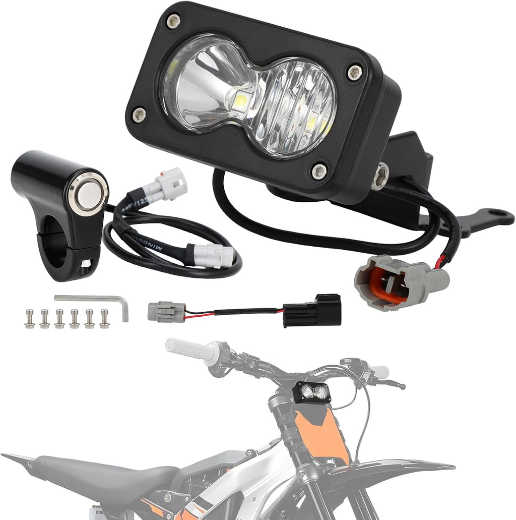 Headlight Kit 6000-6500K Led Light Bar with Switch for Surron Sur Ron Eride E Ride Pro S SS X260 Spot Flood Combo Dirt Bike Light Motorcycle Front Headlamp Clear White