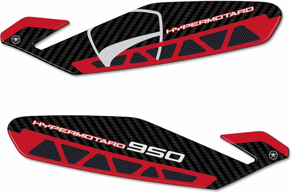 labelbike - 3D Stickers Motorcycle Handguards Protection and Decoration in Resin Compatible with Ducati HYPERMOTARDd 950 SP 2019-2024 Color Carbon Grey Red