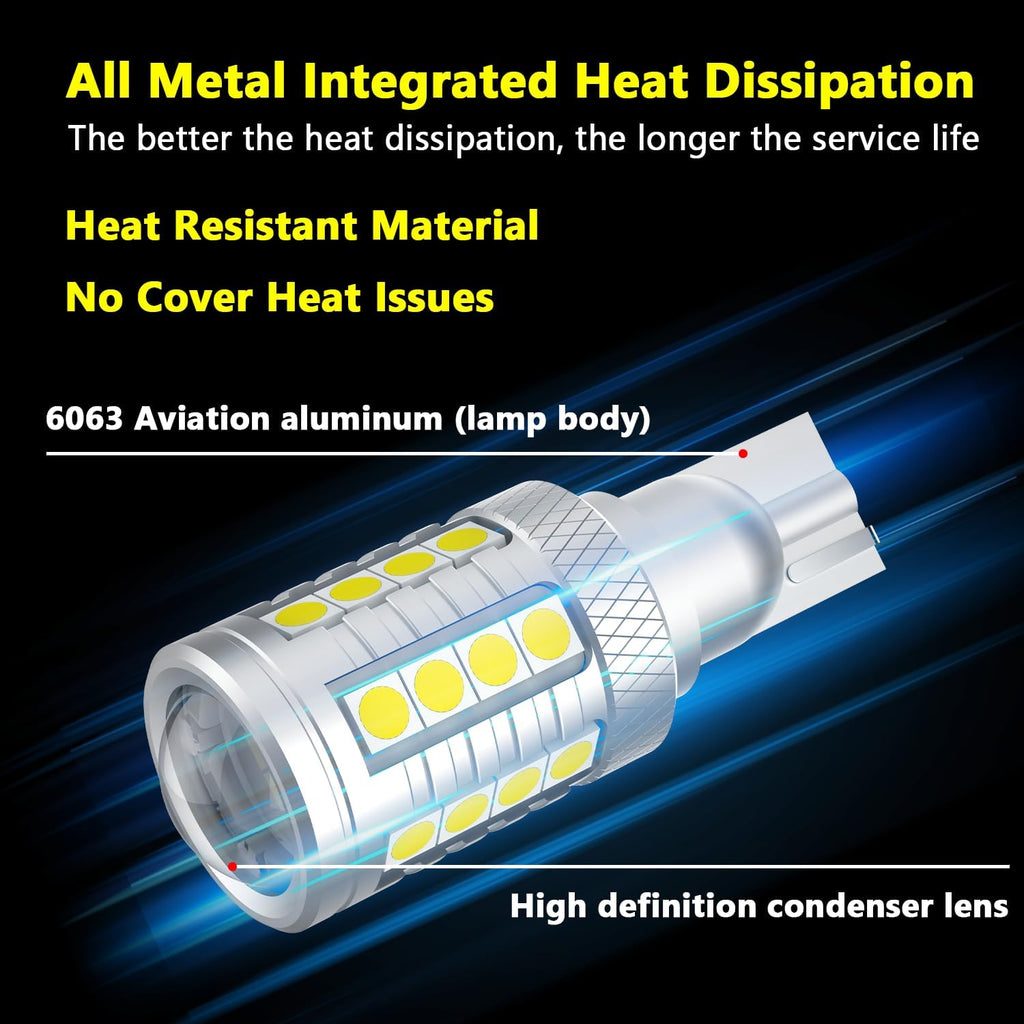 912 921 W16W LED Truck Cargo Bed Cab Light Bulbs for Ram Silverado Sierra F150 F250 F350 Ranger Colorado Maverick Tundra Frontier Titan 6000K Cool White Reverse Lamp 600% Brighter, 2-Pack