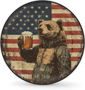 Spare Tire Cover Bear American Flag Wheel Covers Protectors Waterproof Dust-Proof Universal Fit Trailer, RV, SUV and Many Vehicle (15" for tire Diameter 27.55"-29.13")
