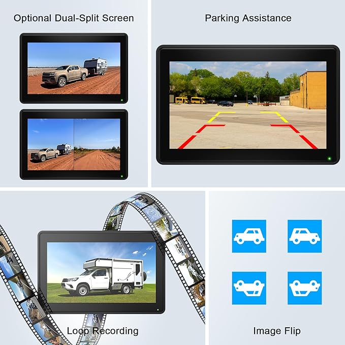 Fookoo 2 Magnetic Solar Wireless Backup Camera 7" IPS Touchscreen Monito...