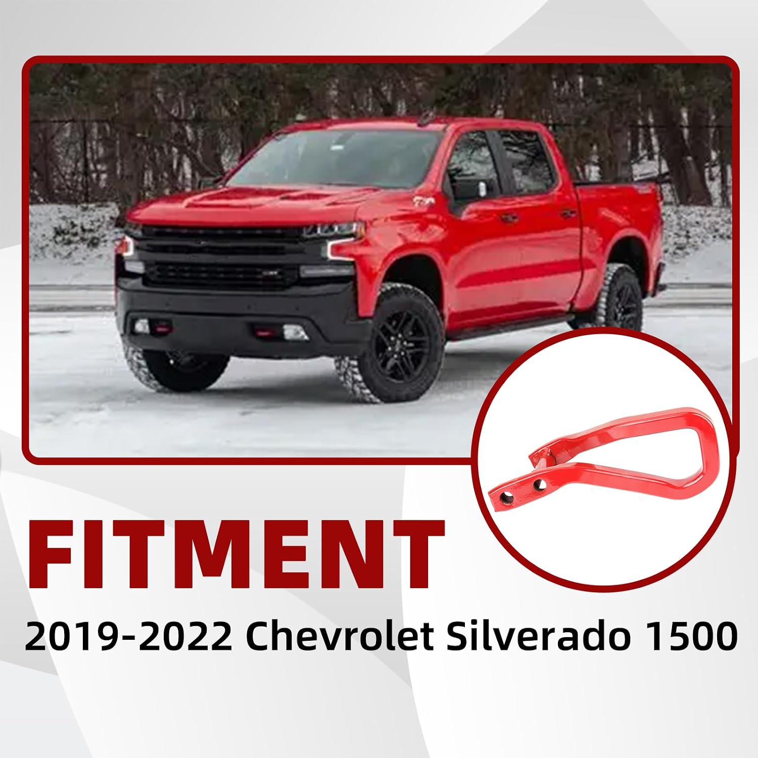 MITZONE Front Tow Hooks Compatible with 2019-2022 Chevy Silverado 1500 Front Bumper Tow Hook Shackles Replace 84195899