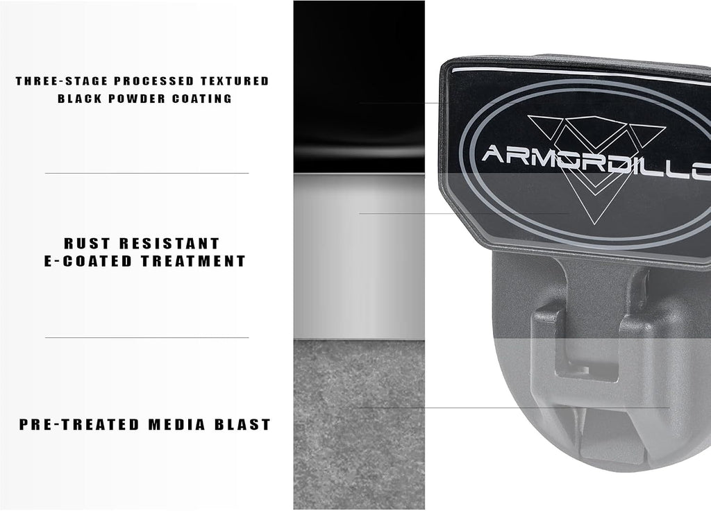 Armordillo FD Series 5" Foldable Rear Hitch Step|Compatible for Class 4 Trailer Hitch 2" Receiver|Hitch Step Bar|Folding Fold-Up Rear Step|8724552|Matte Black|Steel|Universal