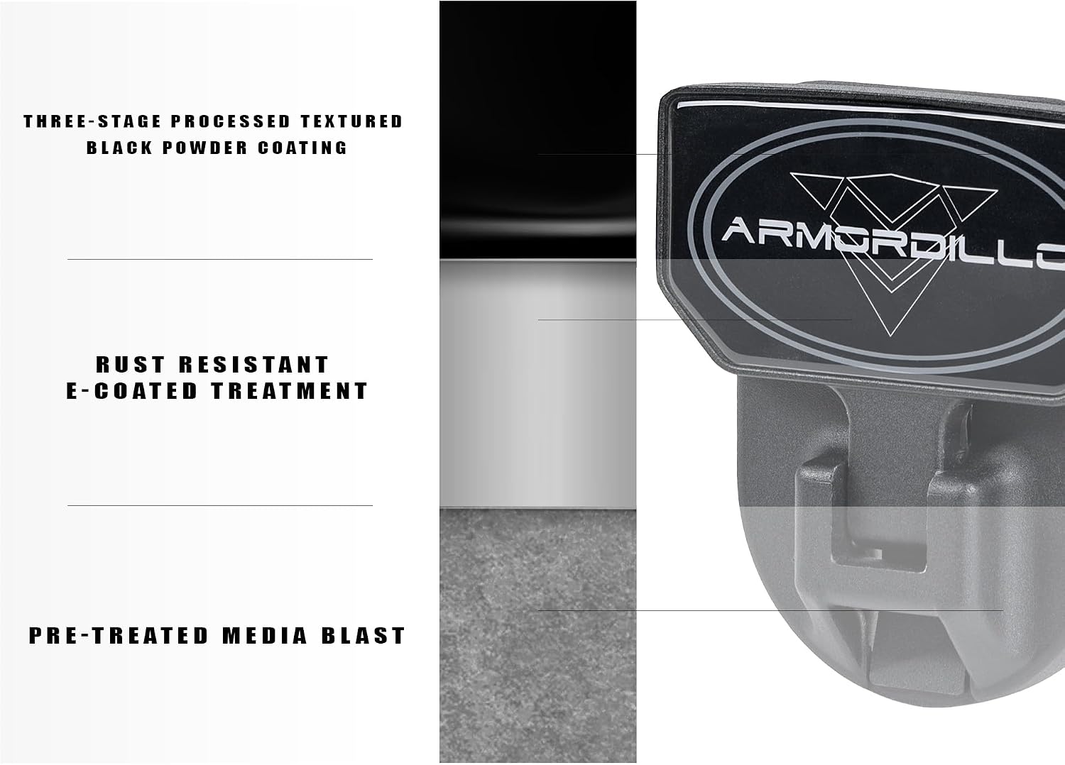 Armordillo FD Series 5" Foldable Rear Hitch Step|Compatible for Class 4 Trailer Hitch 2" Receiver|Hitch Step Bar|Folding Fold-Up Rear Step|8724552|Matte Black|Steel|Universal