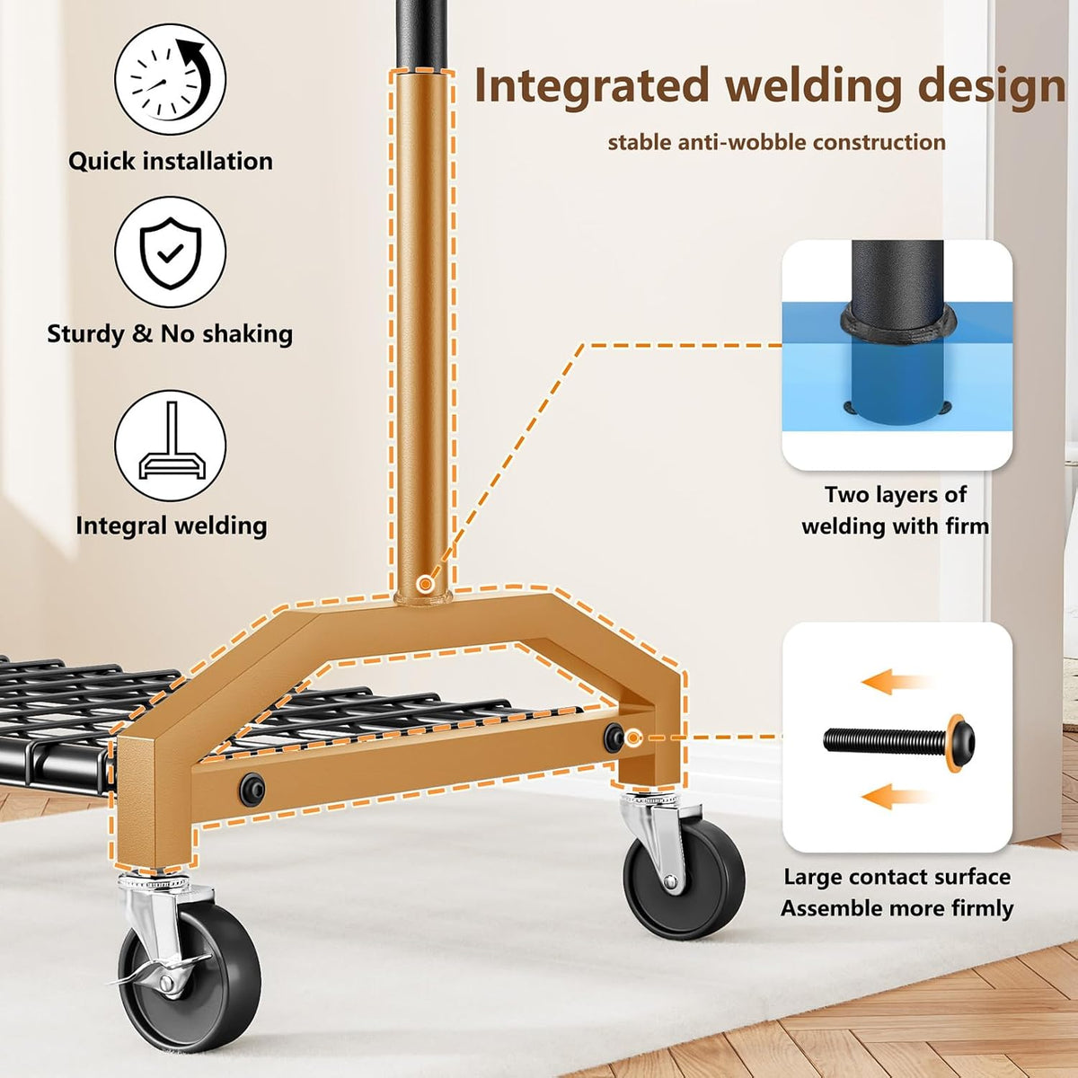 wiracks heavy duty clothes rack for hanging clothes, side view