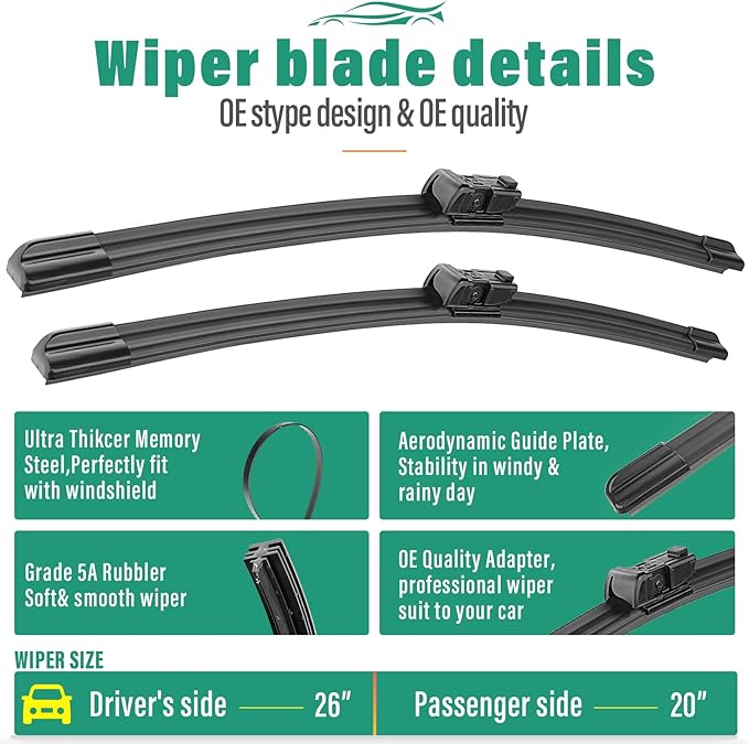 26" 20" 14" Windshield Wiper Blades Replacement - Image 3