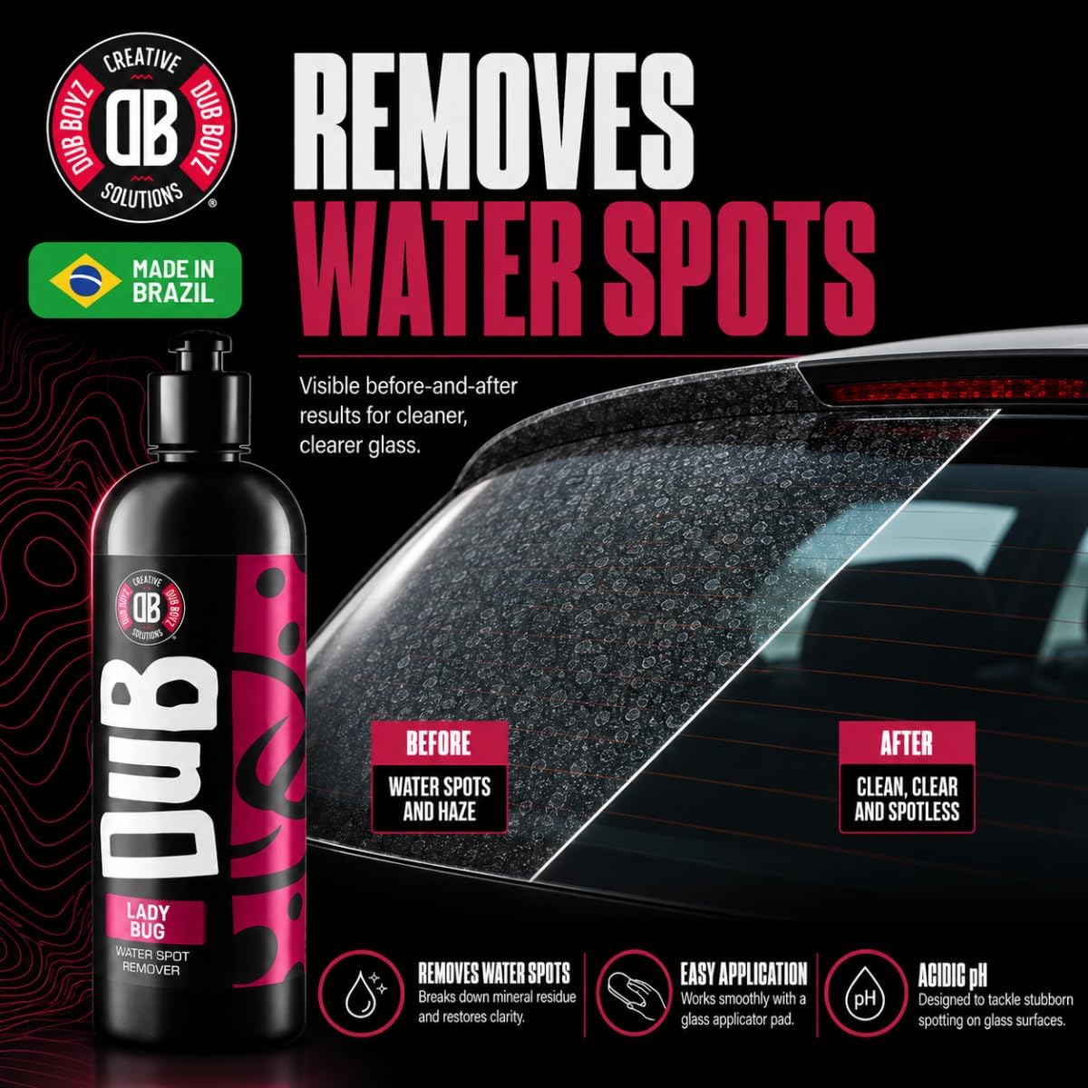 DUB BOYZ Lady, Water Spot Remover – Removes Mineral Deposits and Hard Water Stains, Safe for Glass, Chrome, and Painted Surfaces, Quick Action Formula, (16 Fl Oz) (2 UND)