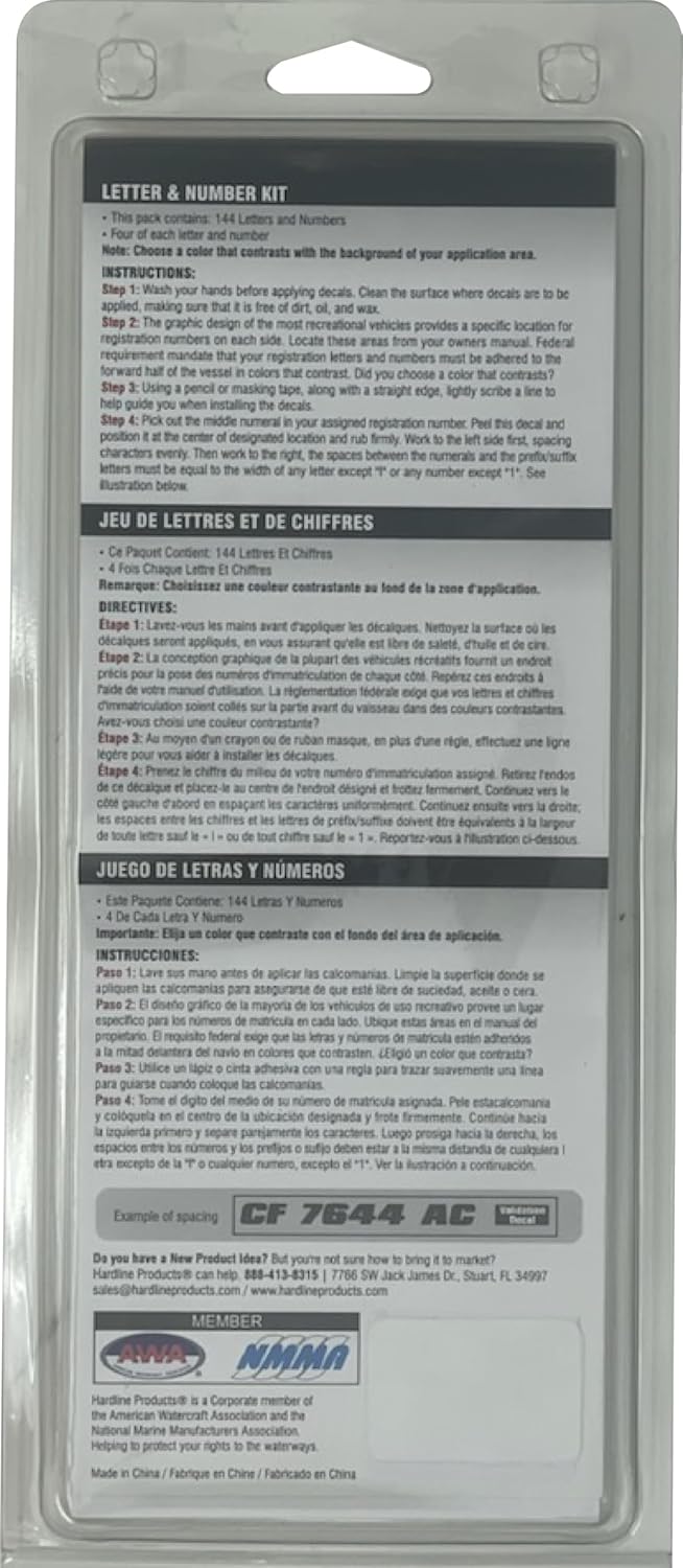 Hardline Products Series 200 Factory Matched 3-Inch Boat & PWC Registration Number Kit - SIL200EC