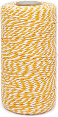Bakers Marigold & White Cotton Twine String - 328 Feet, 2mm Thick Craft Twine for Gift Wrapping, DIY Crafts, Home Decoration, String Art, Gardening