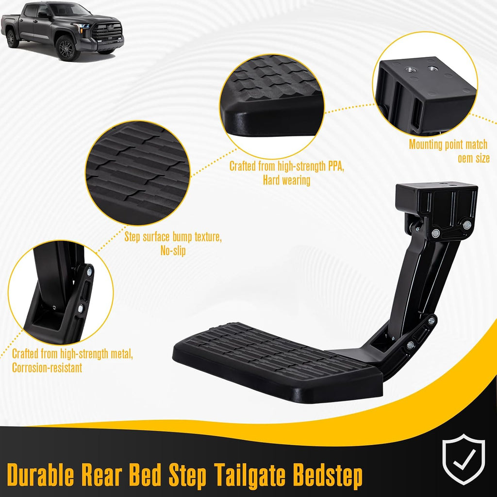 Rear Bed Step Tailgate Bedstep Fit for Toyota Tundra 2022 2023 2024 Retractable Bed Step, Folding Truck Step Replace #PTS30-34000 Rear Bumper Tailgate Step