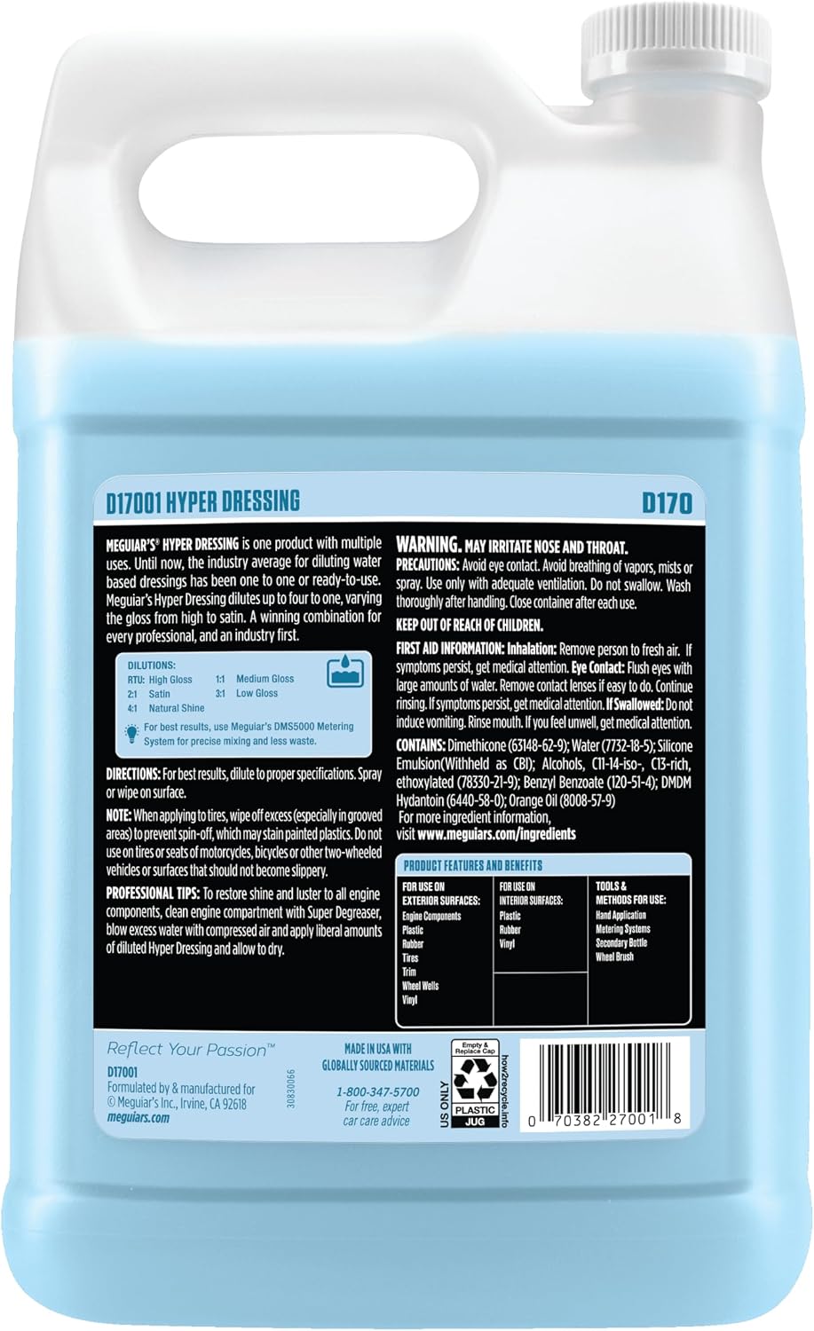 Meguiar's D17001 Hyper Dressing -1 Gallon â€“ Give Your Carâ€™s Trim Pieces the Best Shine & Gloss, Factory,128 Fl Oz (Pack of 1)
