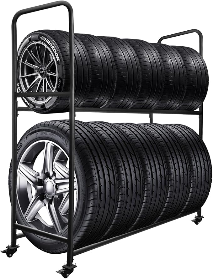 Rolling Tire Rack For Garage, Tire Storage Rack, Adjustable Metal by ZUIWAN