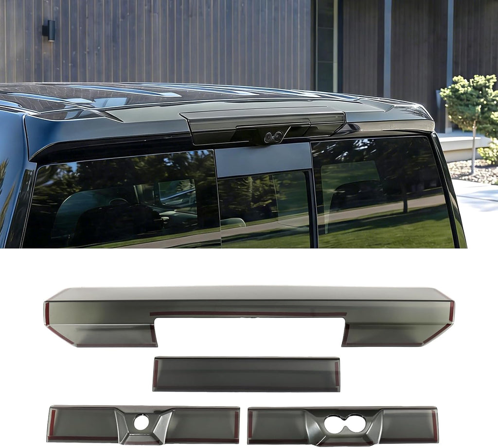 Smoked Third 3rd Brake Light Cover Guards Fit for Chevrolet Silverado 2019-2025, High Mount Stop Lamp Cover Trim