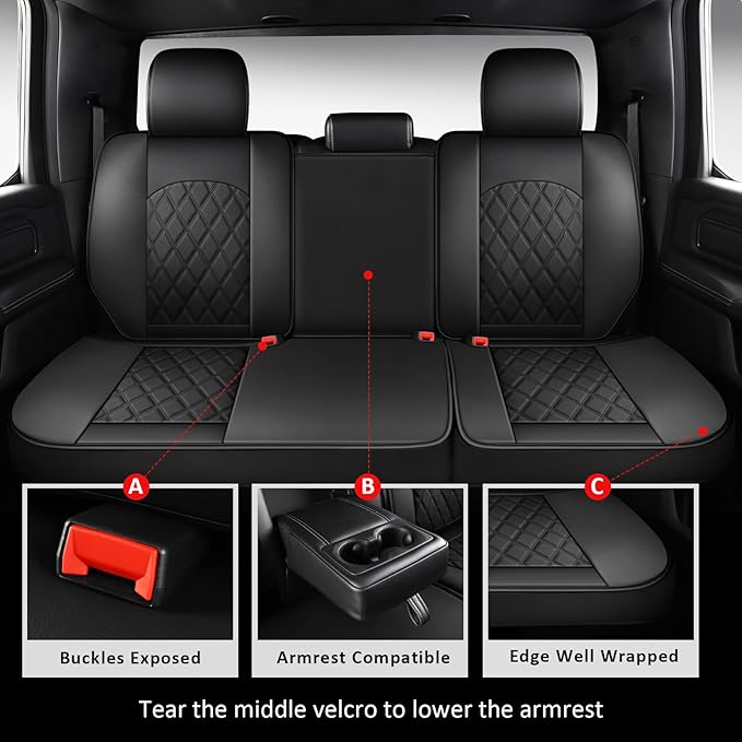 MIROZO Dodge Ram Seat Covers Full Set - Image 4