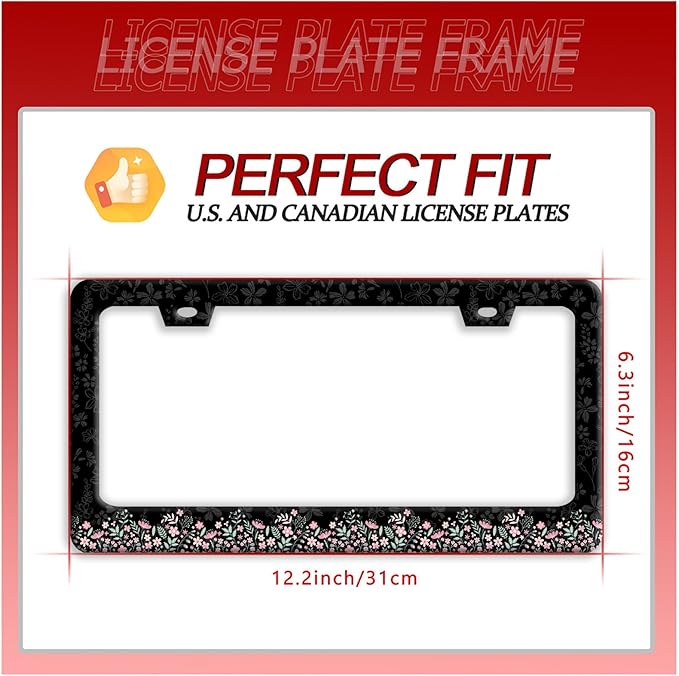 Cute Pink Flowers License Plate Frame Colorful Floral License Plate Frames - Image 7