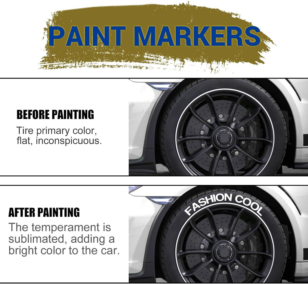 3Pieces Tire Marker Pens White Paint Marker White Paint Pens Tire Position