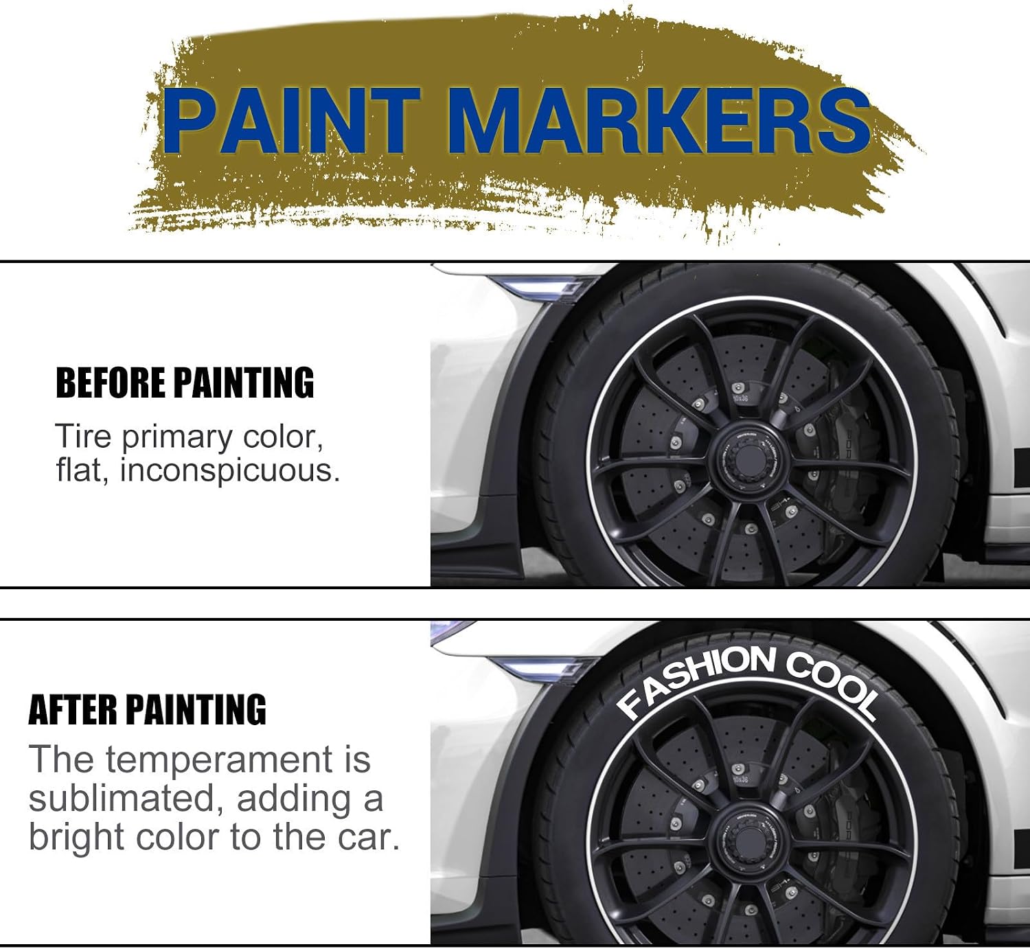 3Pieces White Tire Paint Pen White Paint Pens Pen for Car Lettering Management