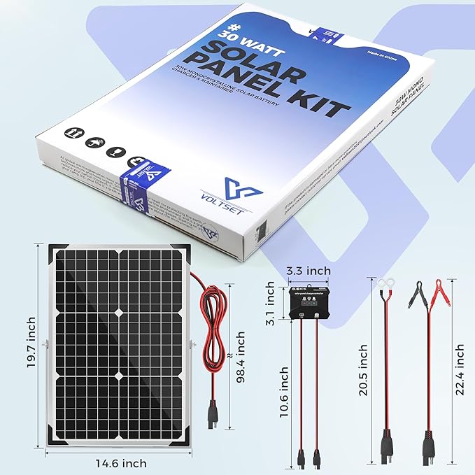 Solar Panel Kit 30W 12V, Solar Battery Trickle Charger Maintainer, Waterproof - Image 6