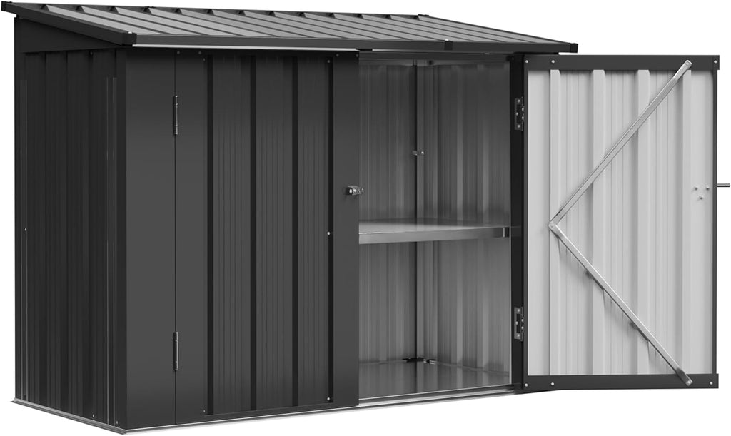 aoxun outdoor storage cabinet 20cu.ft metal storage shed, front angle view