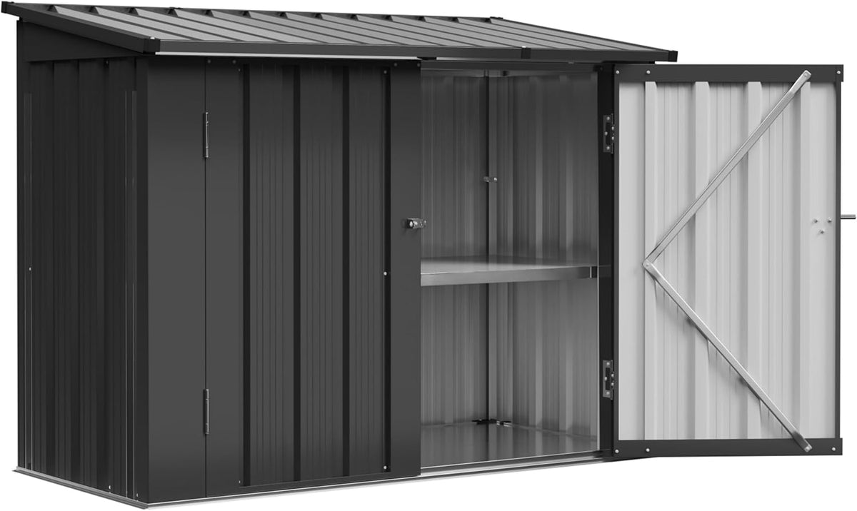 aoxun outdoor storage cabinet 20cu.ft metal storage shed, front angle view