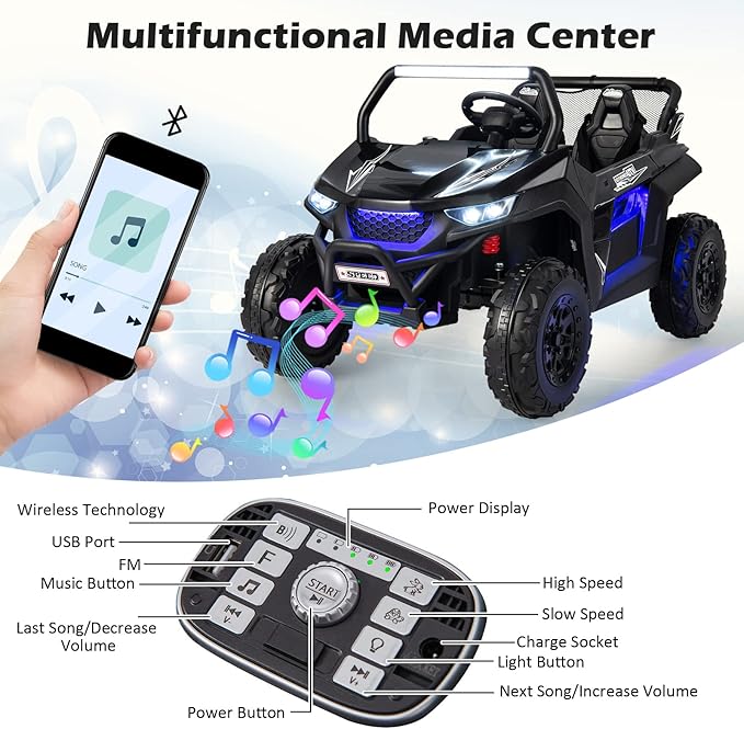 Costzon 2-Seater Ride on Car for Kids, 12V Kids' Electric Vehicles w/Remote - Image 3