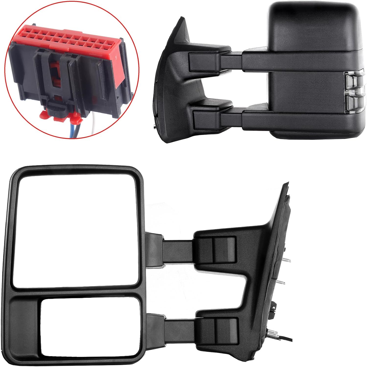 A Pair Towing Mirrors Fits 2008-2016 for Ford for F250 for F350 for F450 for F550 Super Duty Truck, Manual Adjusted View Mirror with Turn Signal Indicator