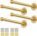 gold pipe shelf brackets 16 inch, industrial metal, main product view