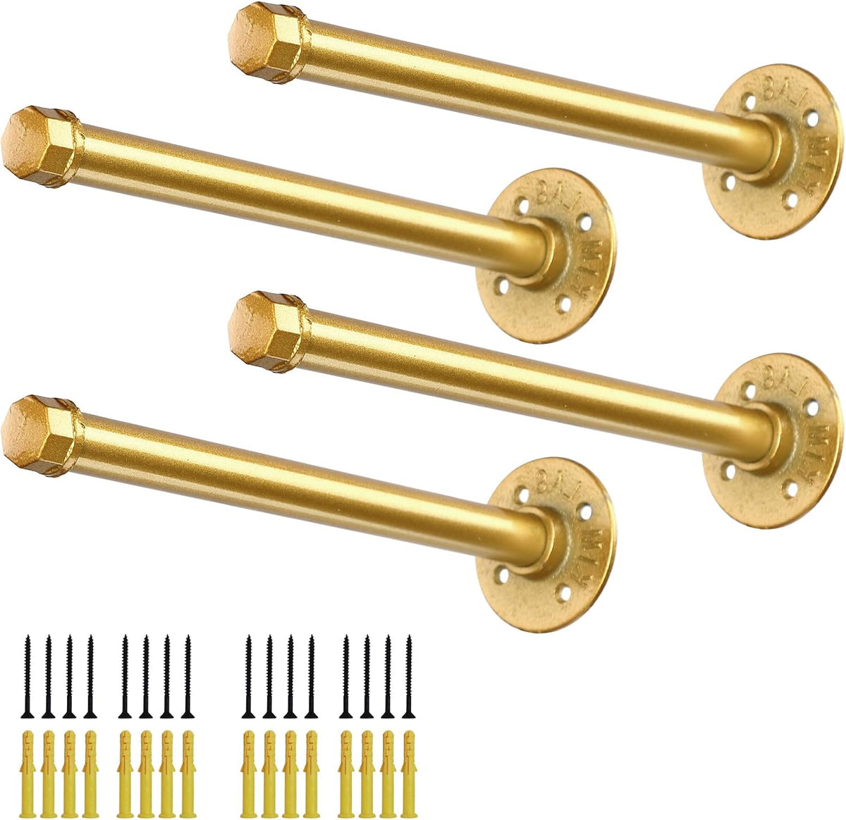 gold pipe shelf brackets 16 inch, industrial metal, main product view