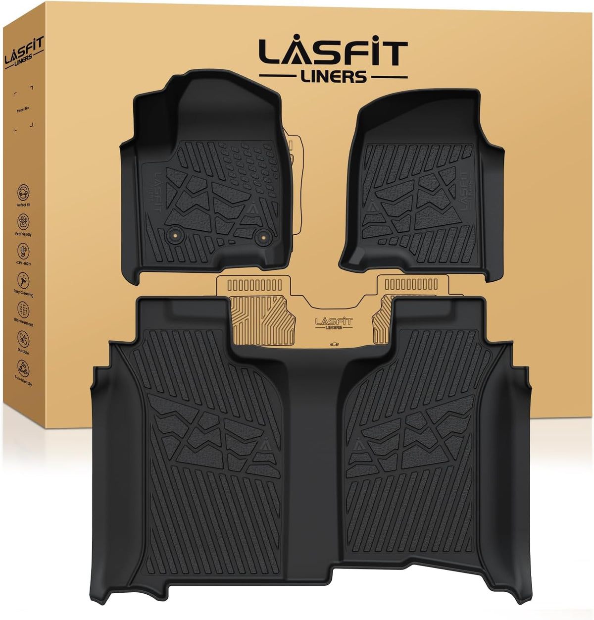 LASFIT Floor Mats 2019-2025 for Chevrolet Silverado/GMC Sierra 1500, 2020-2025