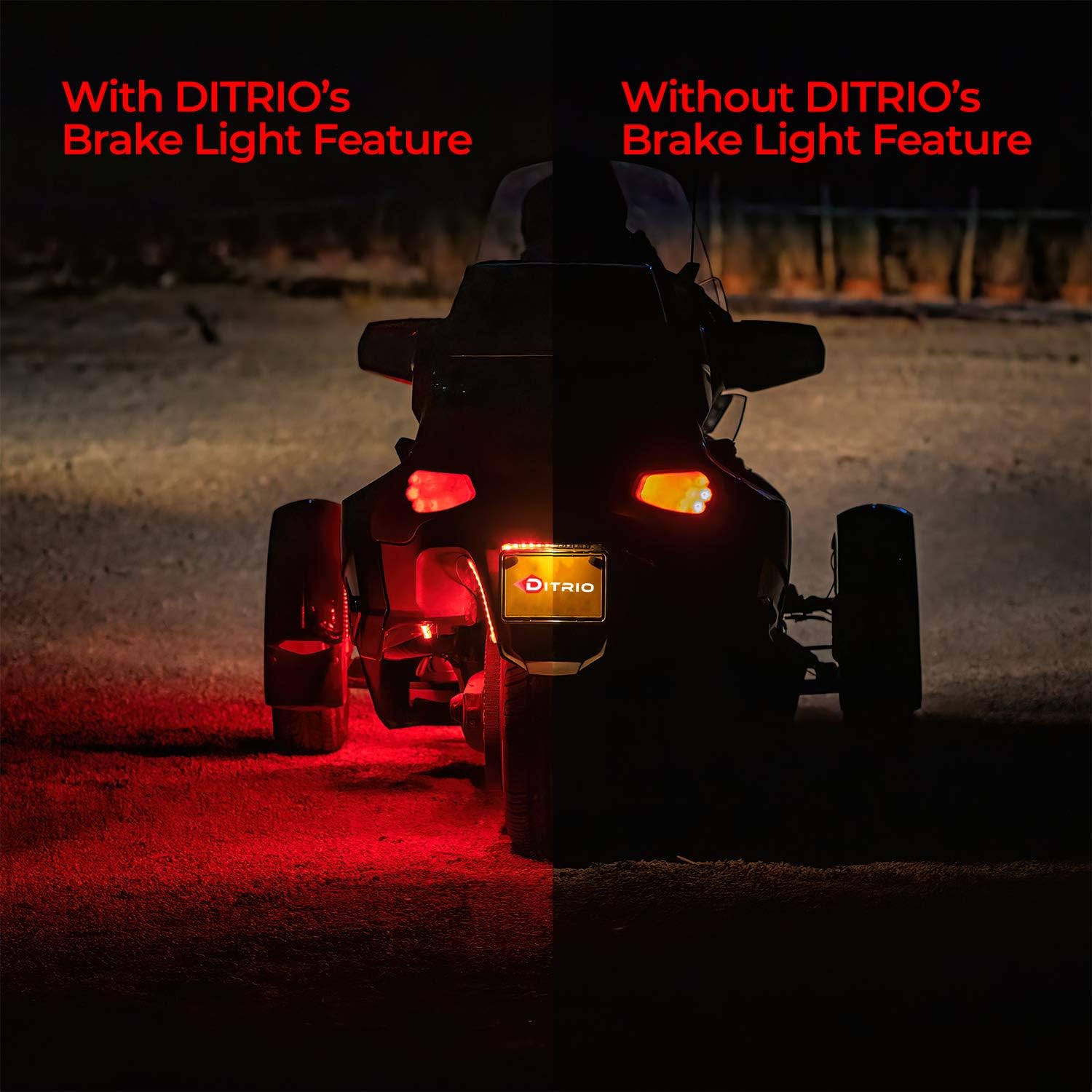 DITRIO 12pcs Underglow RGB LED Strip Light Kit DC 12V with 2 Red Blinking Brake Light Styles for Motorcycles Trikes Golf Carts ATVs UTVs – M12r