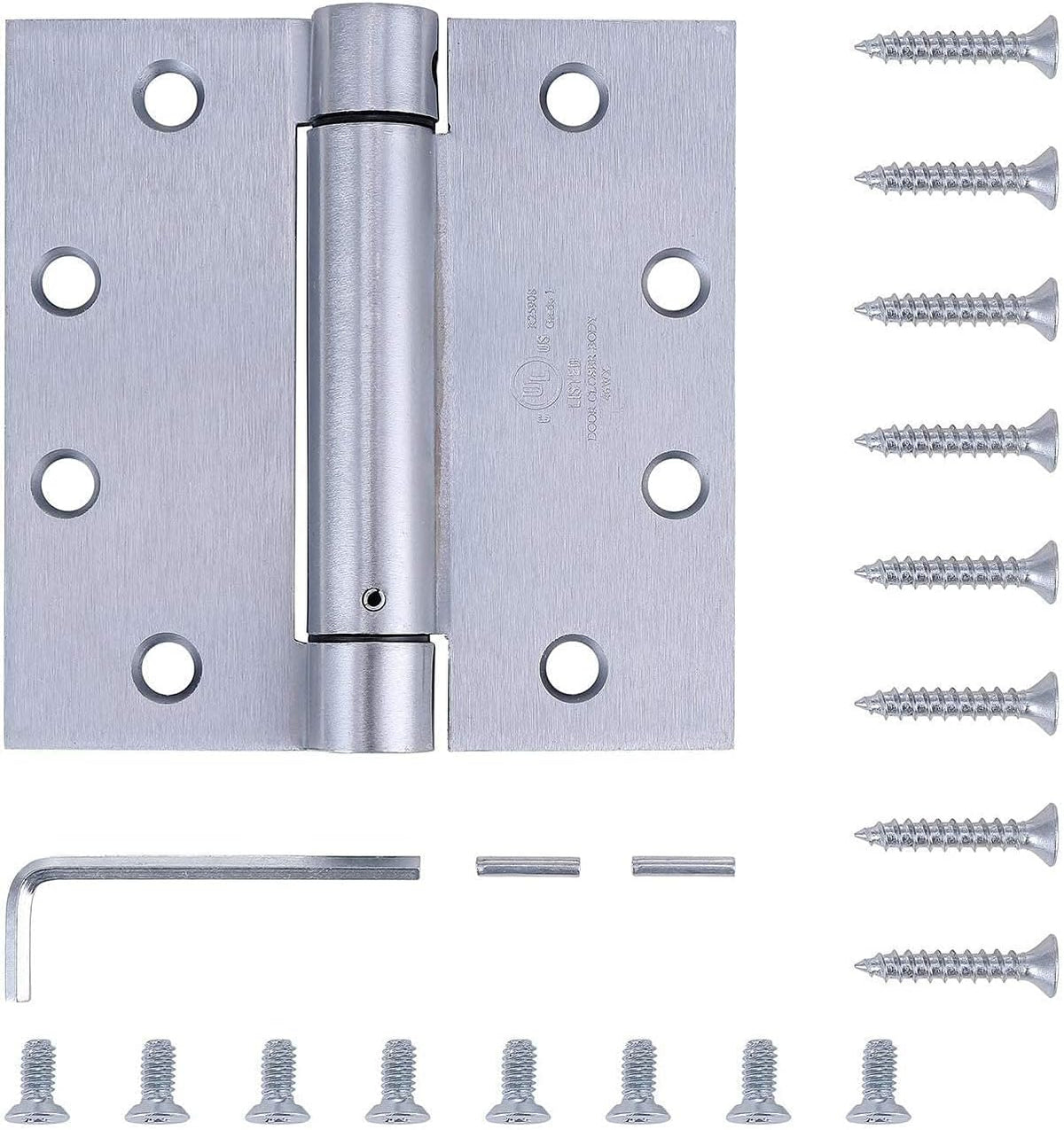 2 Pack - 4.5"x4" Brushed Satin Chrome Finish Self Closing Reversible Door Hinge
