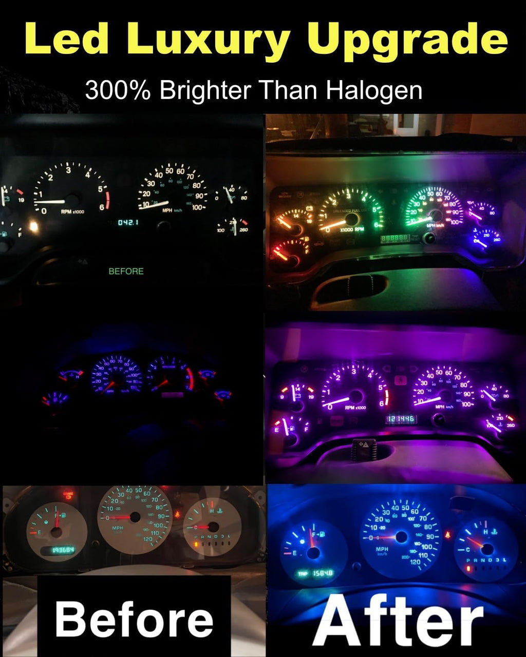 T5 LED Bulbs, Ice Blue Dashboards Speedometer Gauges Tachometers Ash Tray Shifter Lights, Plug and Play Interior LED Upgrade, 10pack