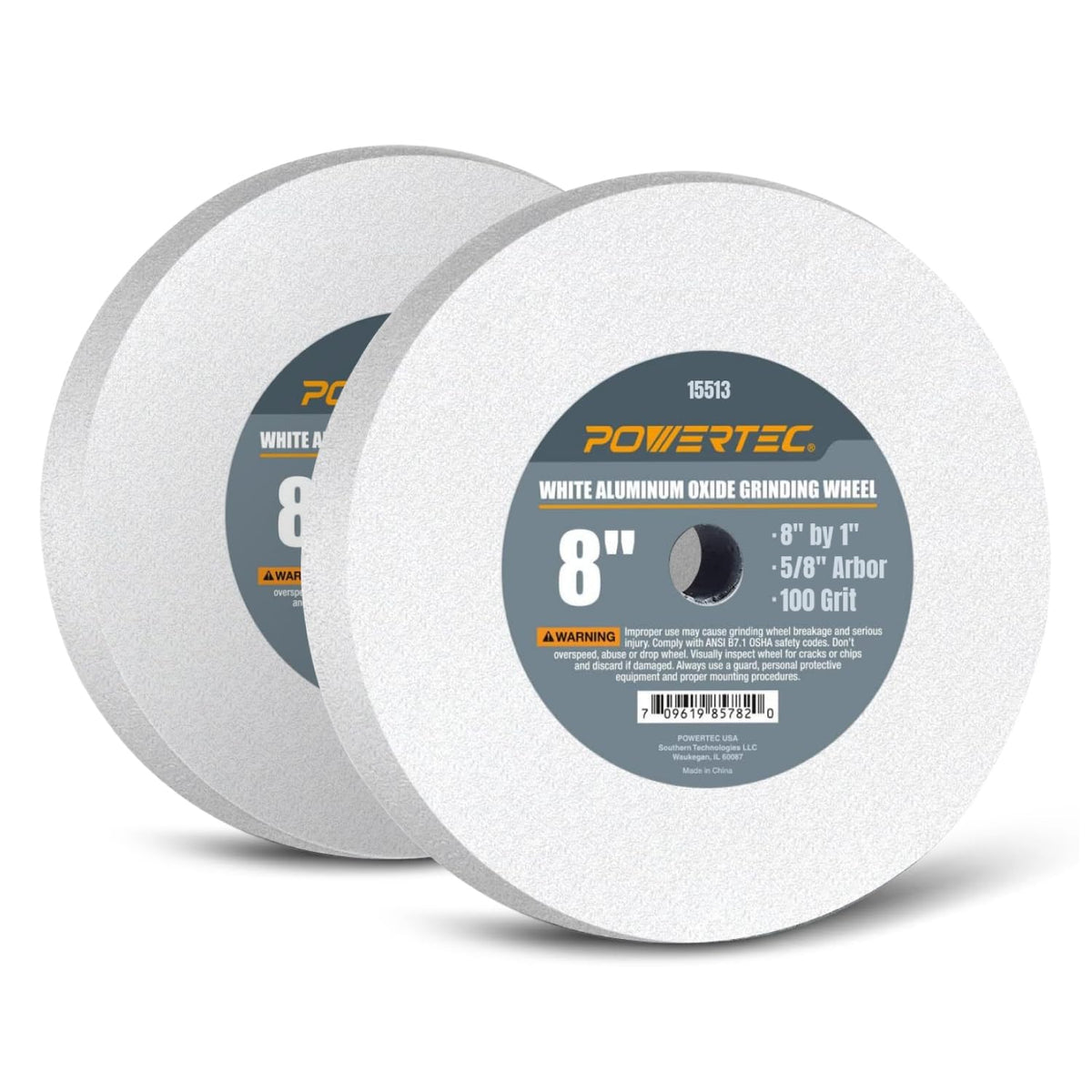 powertec bench grinder wheel 2pk, 8 inch grinding, main product view
