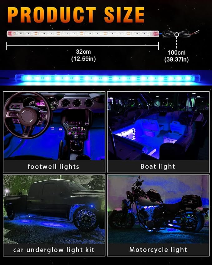 Qasim LED Strip Lights Car Boat Truck Interior Exterior Lighting, Waterproof - Image 2