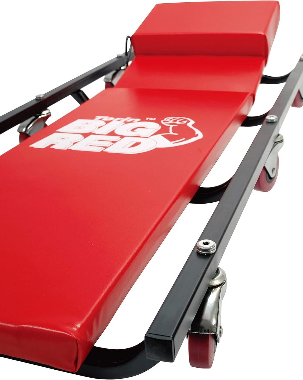 BIG RED TR6452 Torin Rolling Garage/Shop Creeper: 40" Padded Mechanic Cart with Adjustable Headrest and 6 Casters, Red
