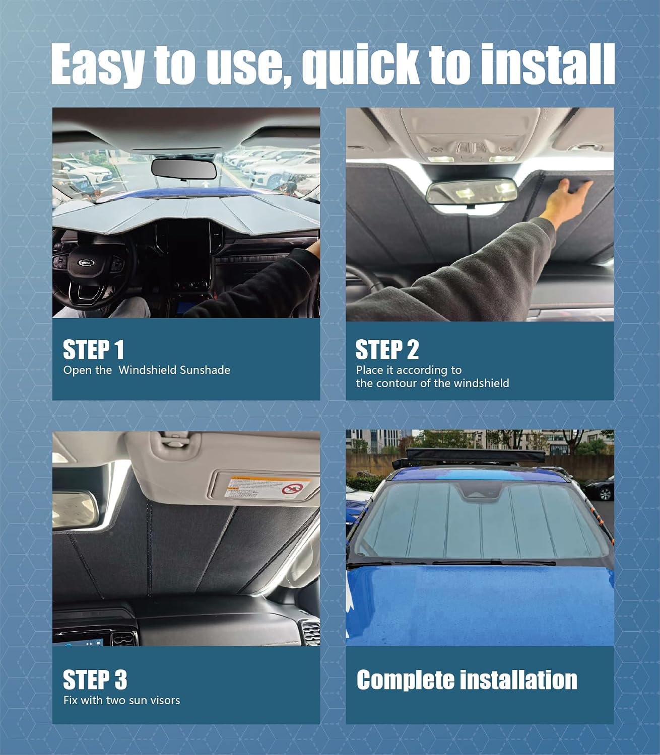 Windshield Sun Shade for Toyota Tundra 2022-2026, Custom-fit Windshield Cover, Keep Vehicle Cool, Protect Dashboard, Foldable Car Window Shades – Toyota Tundra Accessories