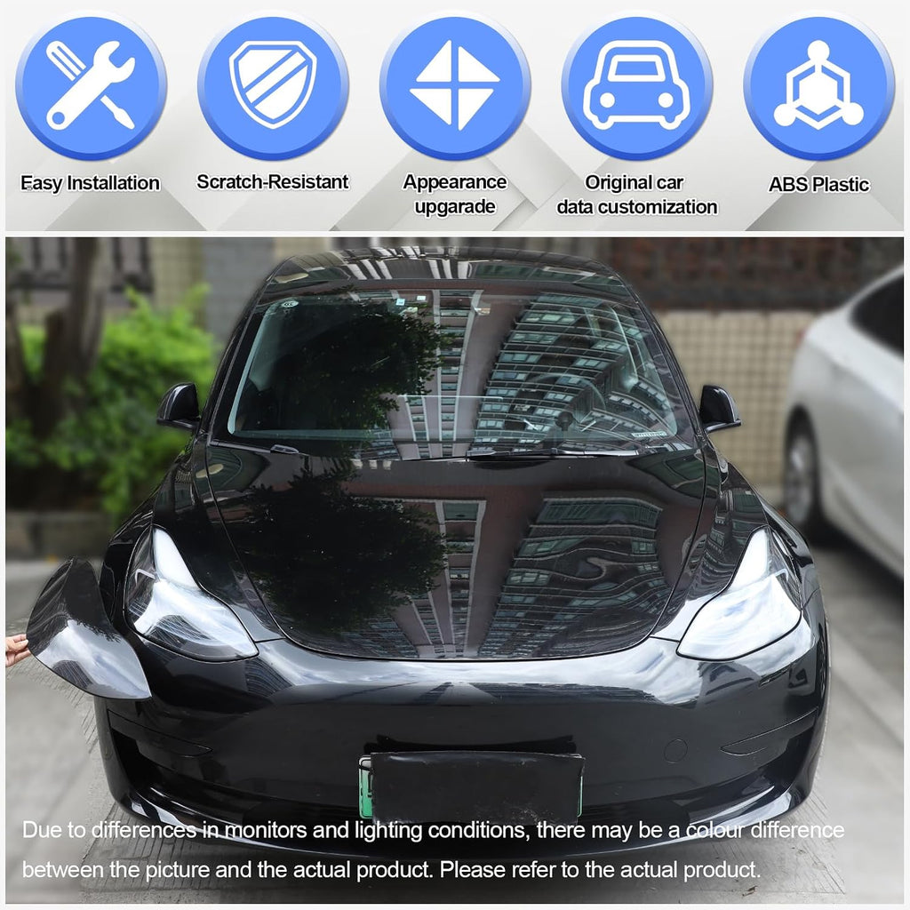 Rear Tail light Cover Trim for Tesla Model 3 2017-2023, Tail Brake Lamp Guard Housing Bezels for Tesla Model Y 2020-2024, Blackout Reverse Light Shell Shade, Rear light Accessories ABS (Front & Rear)