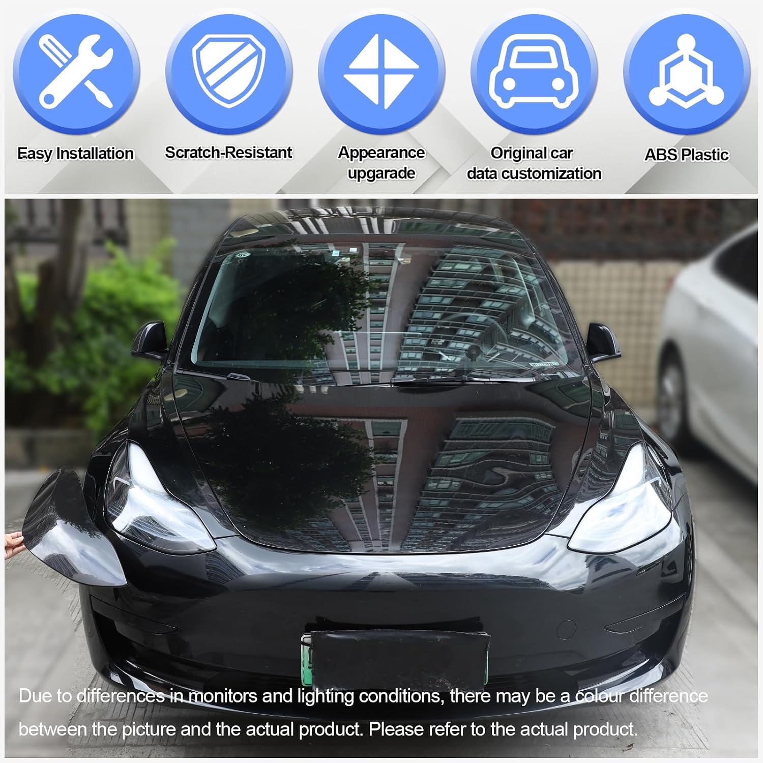 Rear Tail light Cover Trim for Tesla Model 3 2017-2023, Tail Brake Lamp Guard Housing Bezels for Tesla Model Y 2020-2024, Blackout Reverse Light Shell Shade, Rear light Accessories ABS (Front & Rear)