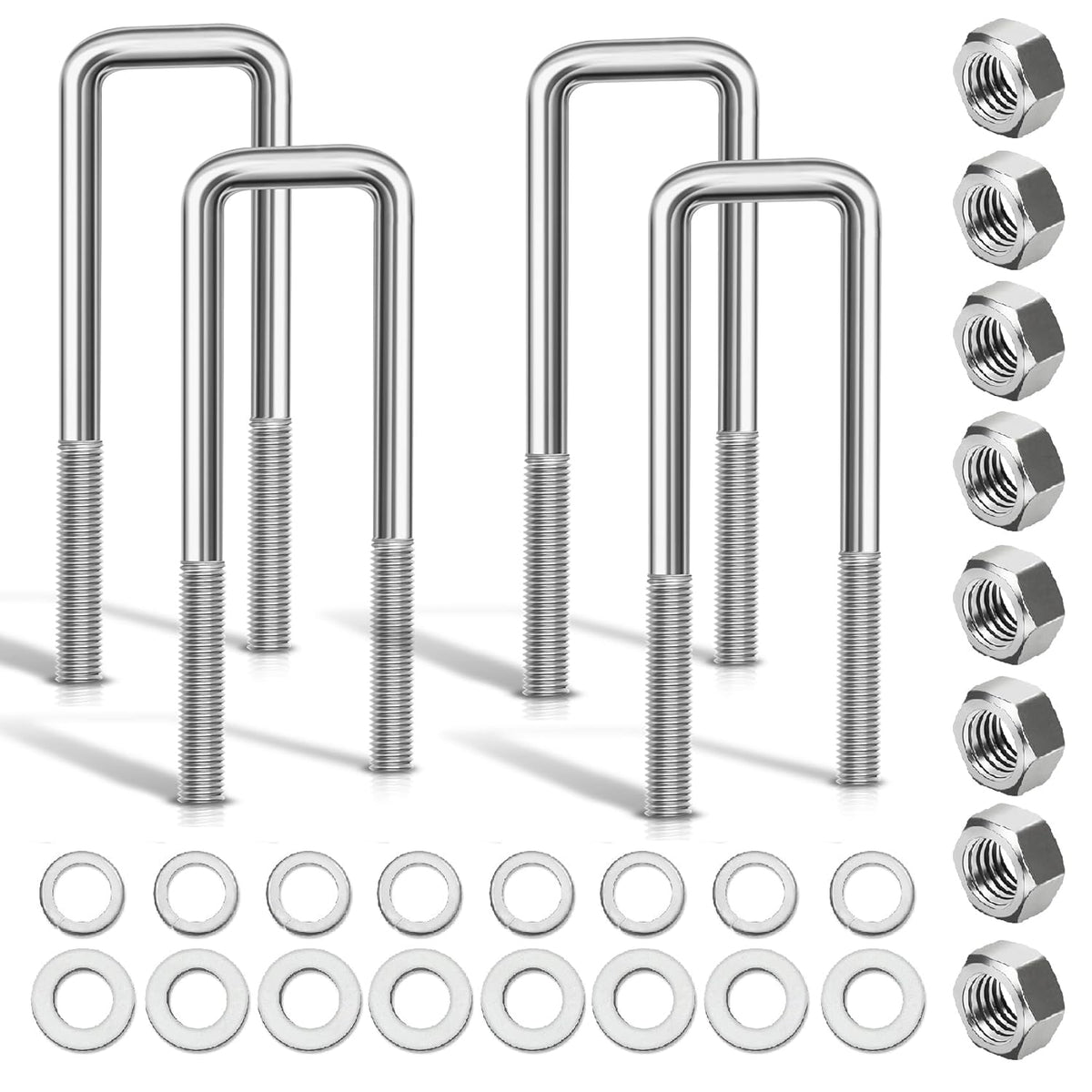 hot dipped galvanized square u-bolts,2 inch wide, (1/2", main product view