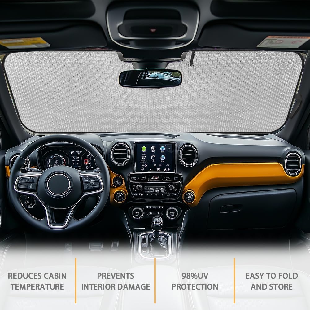 Raccoon Windshield Sun Shade for Jeep Wrangler JL JLU & Jeep Gladiator, Funny Driving Front Window Sun Visor Blocks UV Rays Sunshade