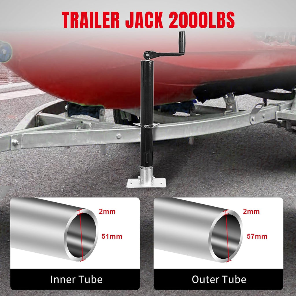 Road DAWG A-Frame Trailer Jack, 2,000 LBs Capacity, 14 Inches Vertical Travel, Top-Wind Handle Trailer Tongue Jack with Foot Plate, for Camper, RV，ATR39004MB