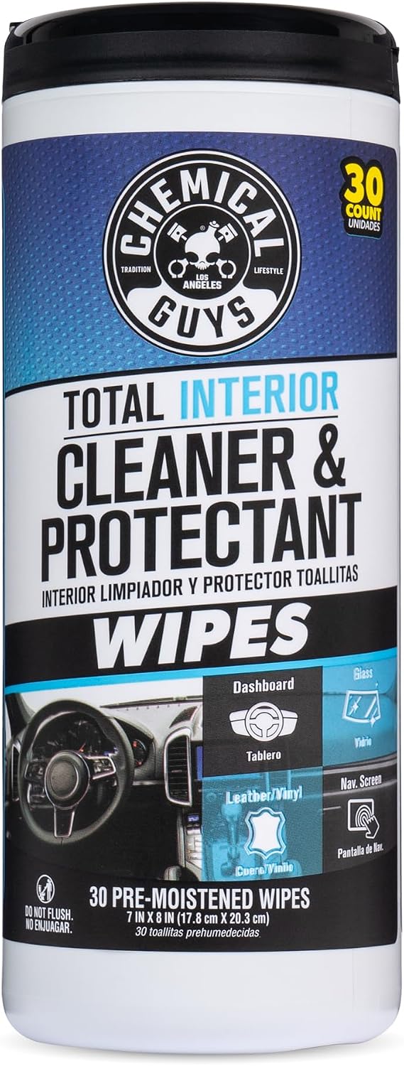 Chemical Guys Total Interior Cleaner & Protectant Canister Wipes, Great for Cars, Trucks, SUVs, RVs, & More (30 Ct) - PMWCSPI22030