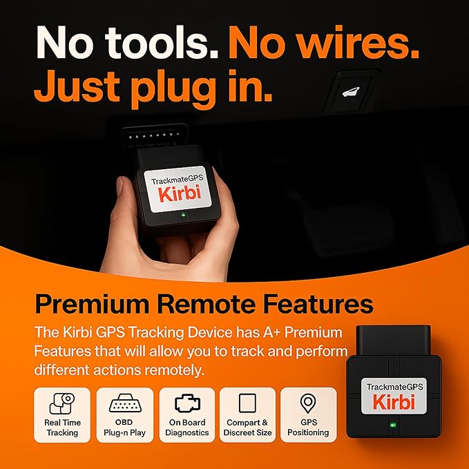 Kirbi OBD Tracker, GPS Tracker for Vehicles Real-Time Tracking, Worldwide - Image 6