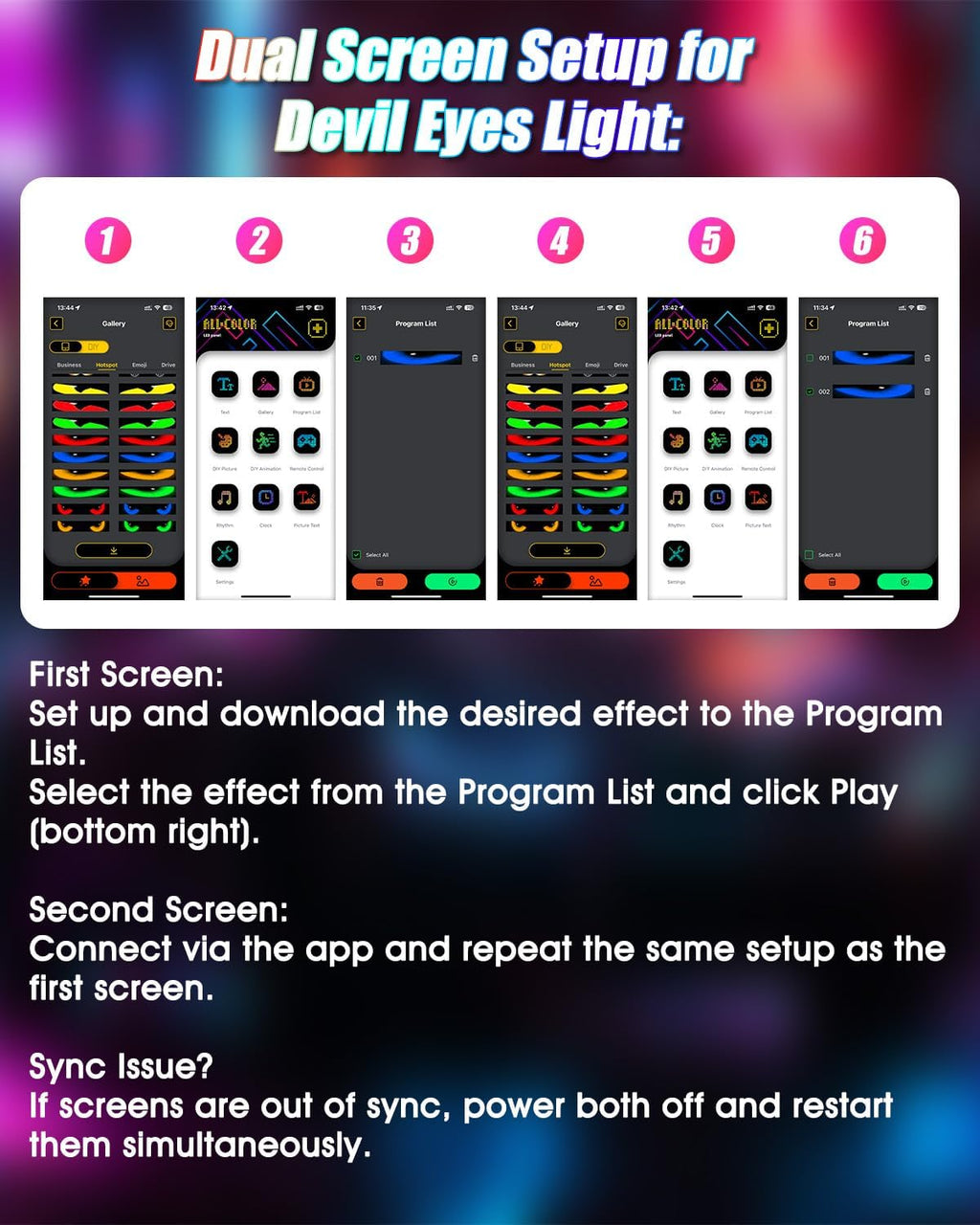 Devil Eyes Light for Windshield: 23.4"x4.7" Programmable LED Signs with APP & Remote Control - 5V USB Digital Lighting Display, LED Lights for Cars (1 Pcs)