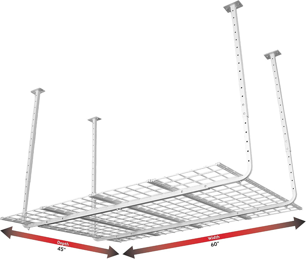 ceiling mounted adjustable shelf in white on a desk or shelf