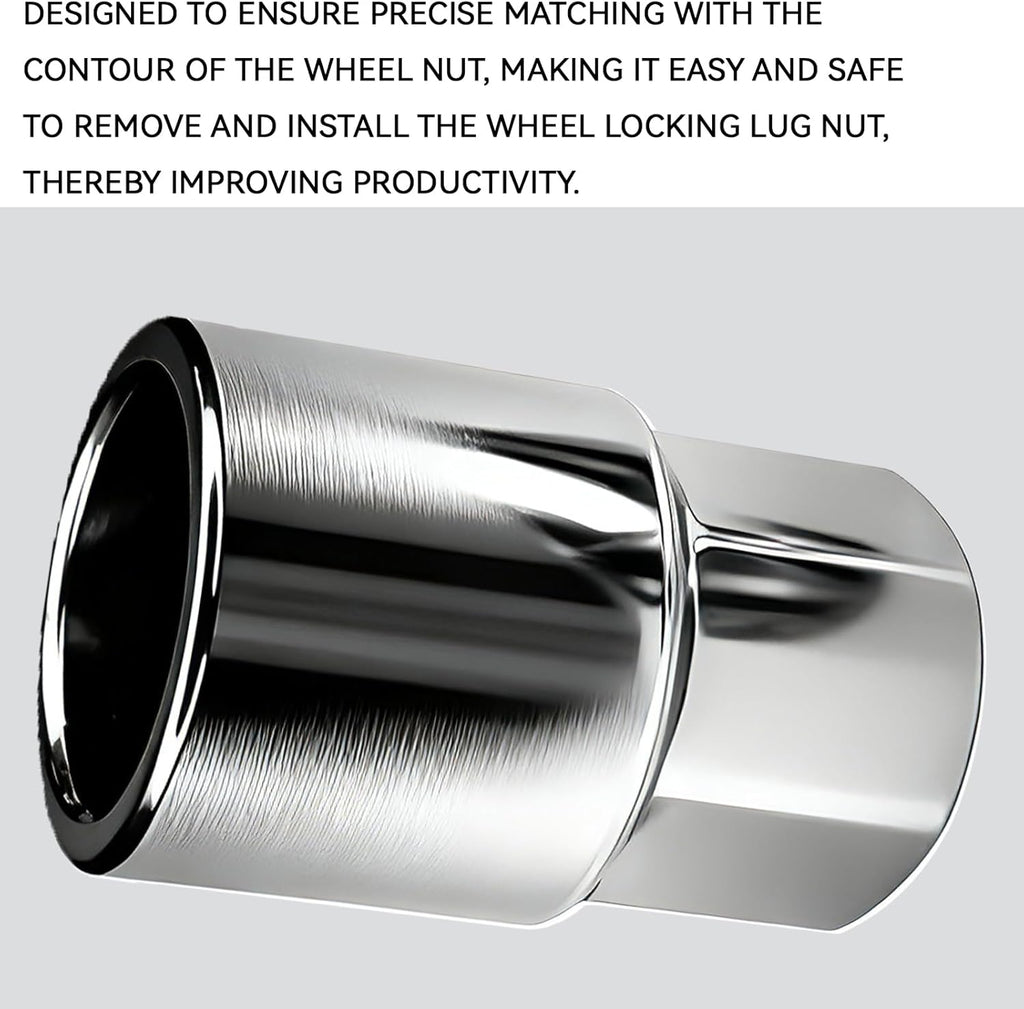 Wheel Lock Key Lug Nut Key Locking Lug Nut Removal Tool for Toyota Lexus Tacoma Senna, Security Nuts Socket Wrench Anti-Theft D-Wheel Locking Nuts Socket Adapter Installation & Removal (Silver