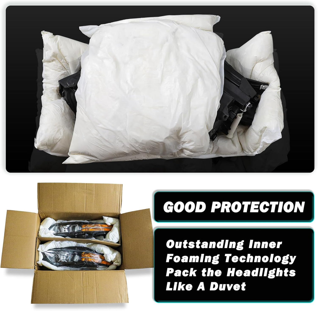 TUSDAR LED Projector Headlight Assembly Set with Bulbs for 2011 2012 2013 2014 2015 2016 Ford F250 F350 F450 F550 Driver and Passenger Side (Black Housing with Clear Reflector)