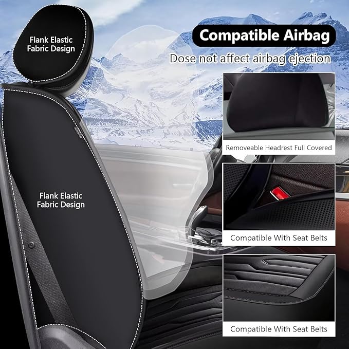 YORKNEIC Fit for Hyundai Kona Seat Covers 2018-2025: Leather Waterproof Car - Image 3