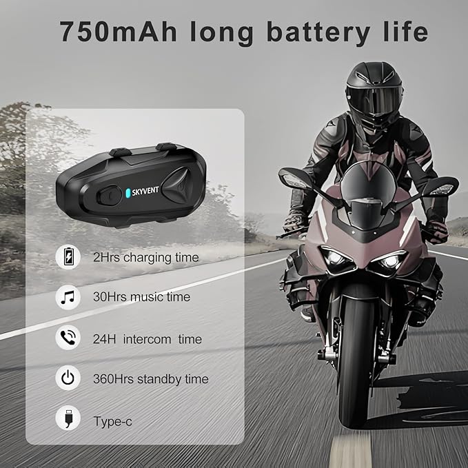 Q4 Motorcycle Bluetooth Communication System Headset Intercom, 4 Riders 1500m - Image 6