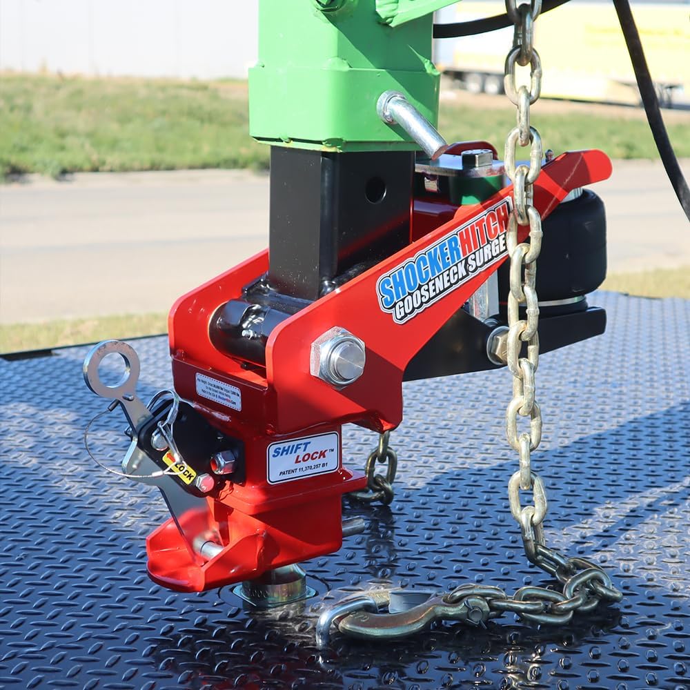 Shocker 30K Gooseneck Surge Air Hitch & Shift Lock Coupler for 2-5/16" Ball, Square 4" & 3-15/16" Stem
